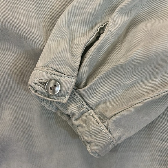 Zara Western Shirt Crystal Fringe Button Front Long  Sleeve Sage Green Small - Picture 8 of 10